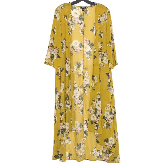 Torrid Kimono Boho Coastal Cottage Feminine Chiffon Floral Sheer Duster 00/0 M/L - Picture 1 of 9